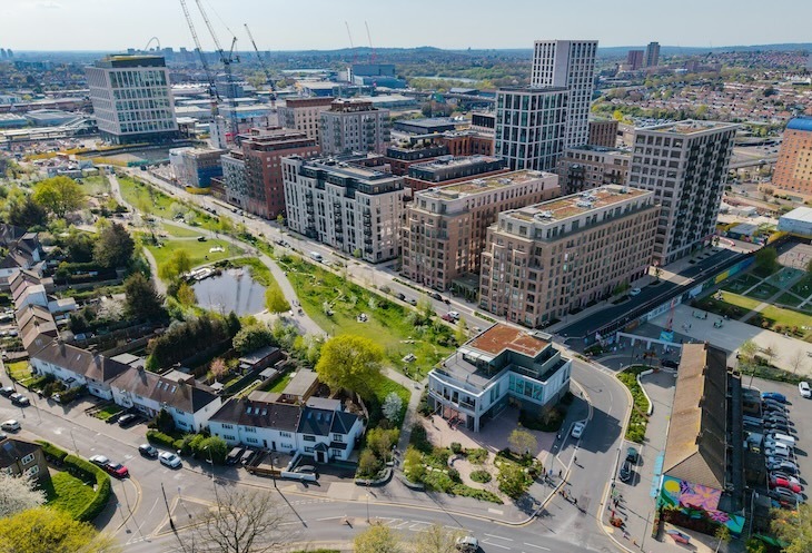 A view of Brent Cross Town from a drone