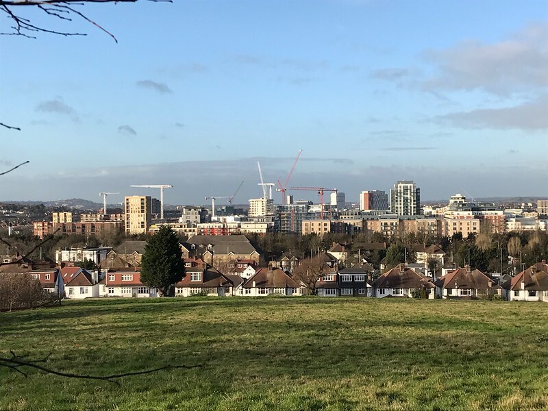 Colindale with lots of cranes on the horizon
