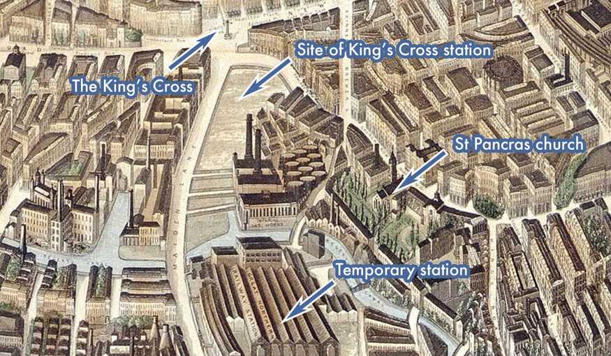Map of Kings Cross from above 1851