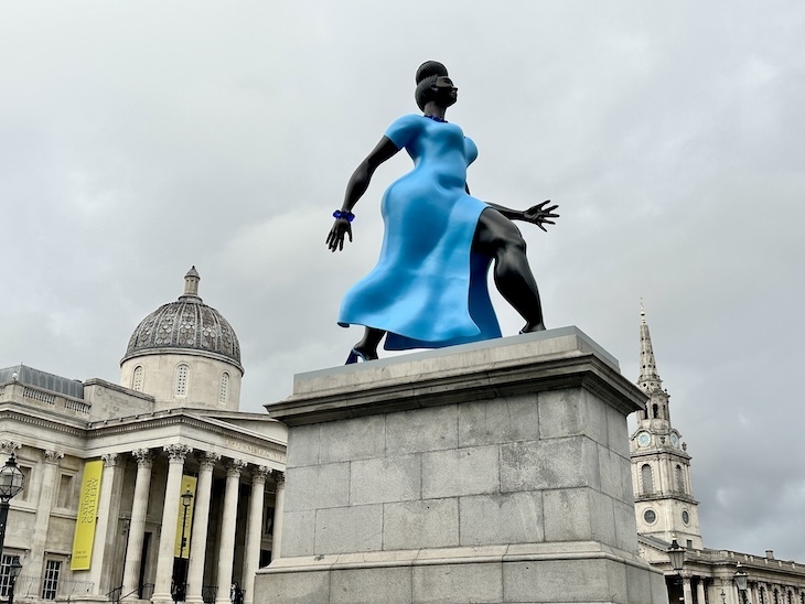 Lady in Blue by Tschabalala Self in Trafalgar Square