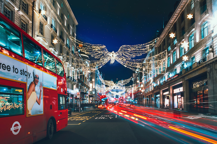 London Christmas lights 2026: glowing angels above Regent Street