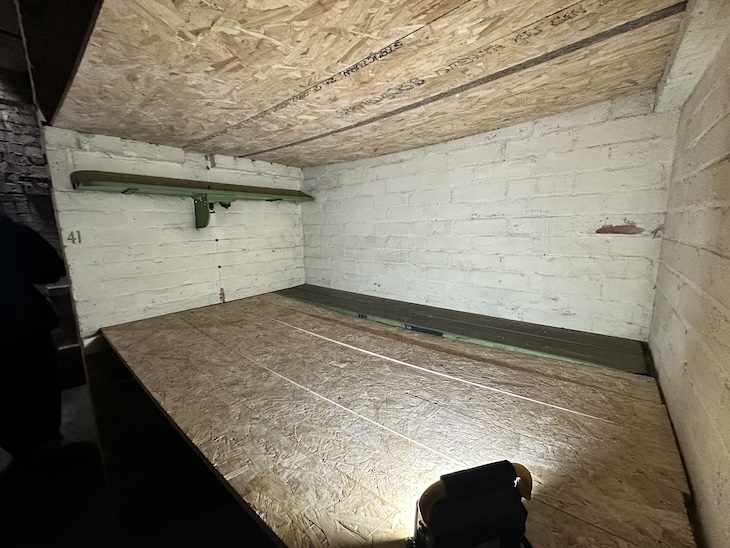 A bunk in a bomb shelter in Mortlake