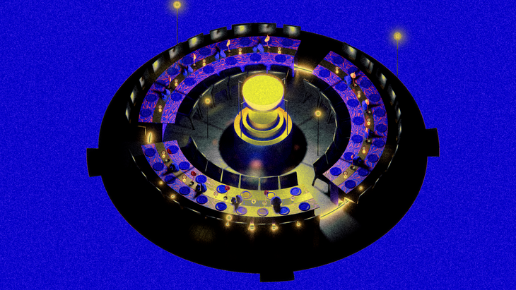 A mock up of the revolving table