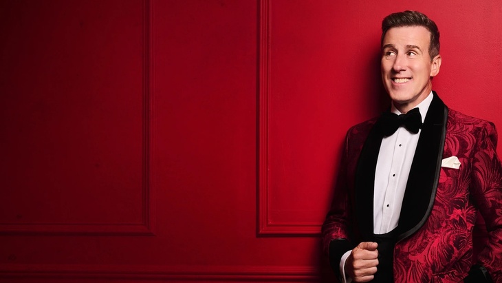 Anton du Beke in a red dinner jacket