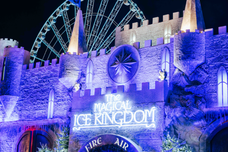 Things to do in London in December 2026: the exterior of the Ice Kingdom at Hyde Park Winter Wonderland