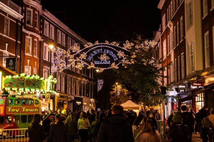 London Christmas lights 2026 switch on dates: crowds at the switch-on event in Marylebone