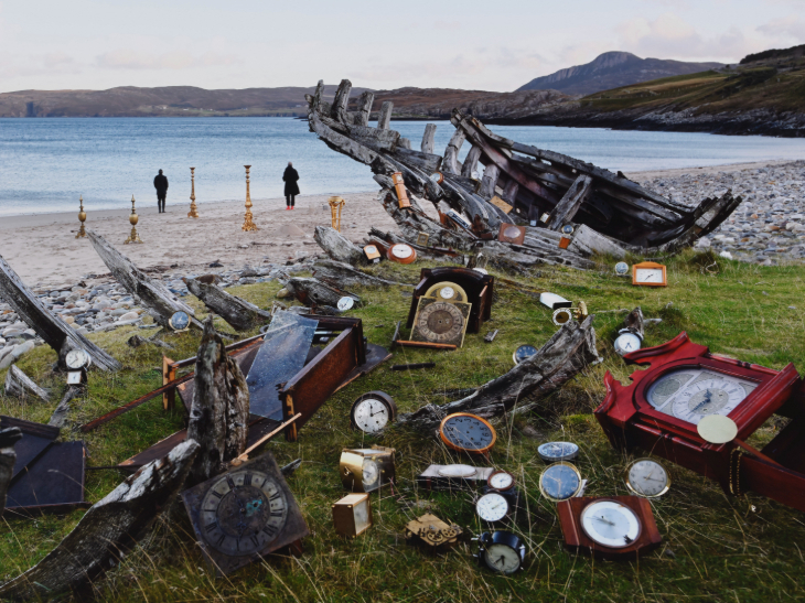Things to do in London in November 2026:  a photograph of items including clocks and candle sticks on a beach