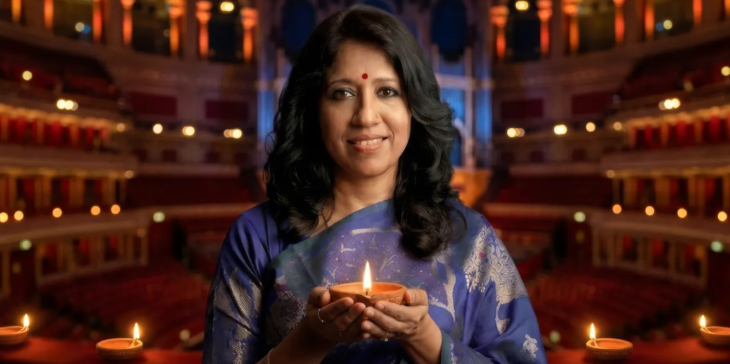 Things to do in London this weekend: a woman holding a candle inside the Royal Albert Hall