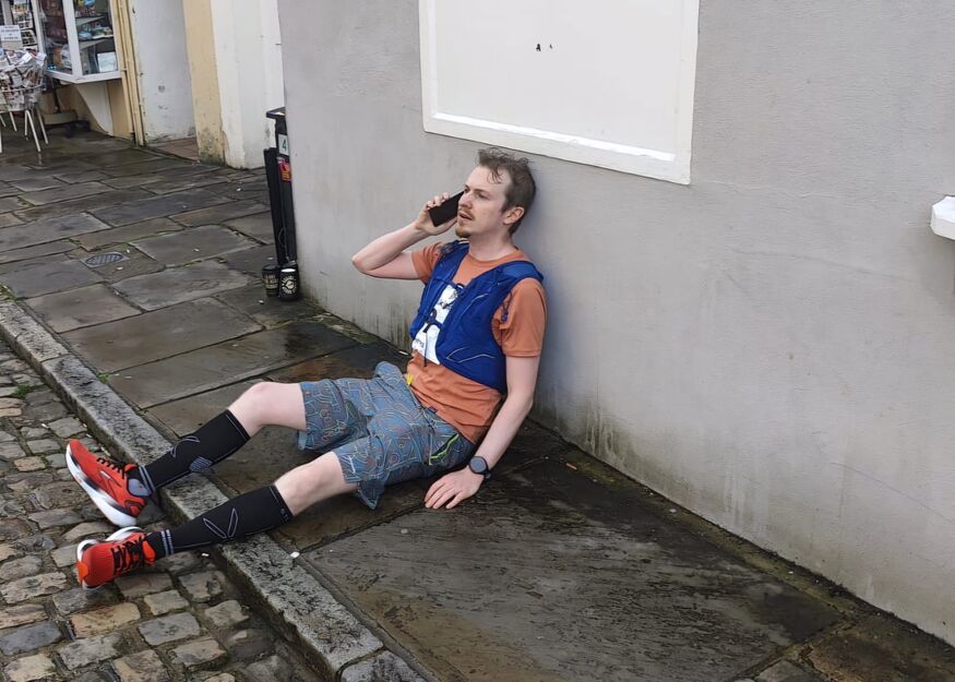 A runner on the pavement, in the guise of Super Hans