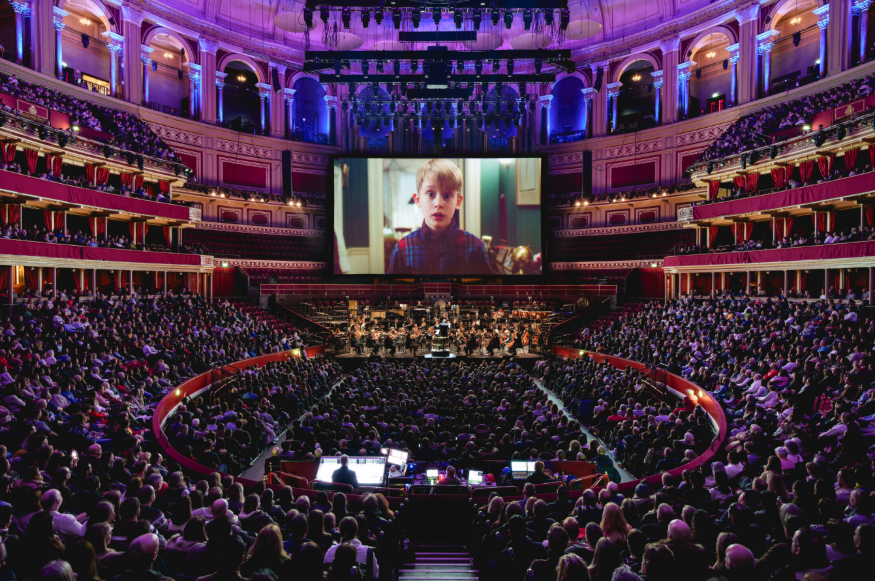 Christmas 2026 film screenings in London: Home Alone being shown on a large screen at the Royal Albert Hall